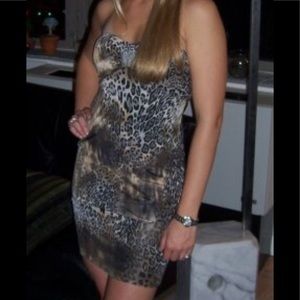 Guess Leopard strapless dress